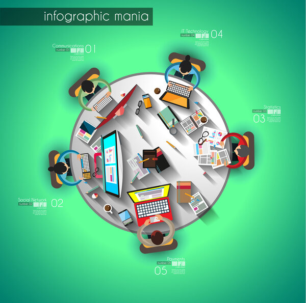 Инфографический шаблон с плоскими значками интерфейса
