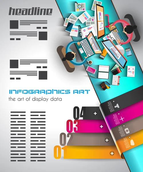 Infografik-Vorlage mit flachen UI-Symbolen — Stockvektor