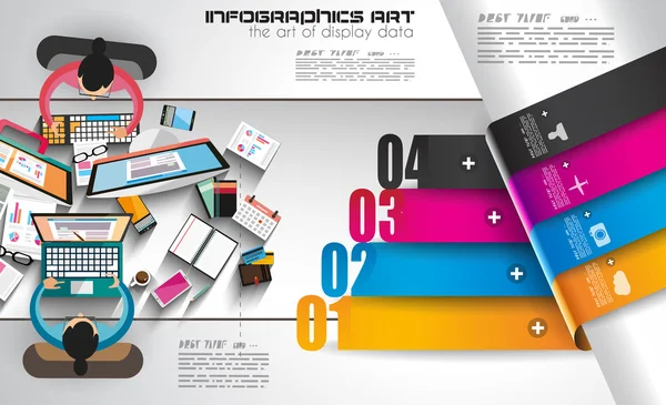 Modelo infográfico com ícones de UI plana — Vetor de Stock