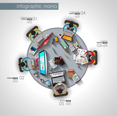 Infographic takım çalışması ve beyin fırtınası