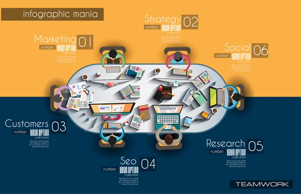 Infographic teamwork and brainstorming — Stock Vector