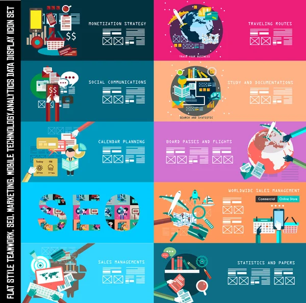 Týmová práce Infographic Banner Set — Stockový vektor