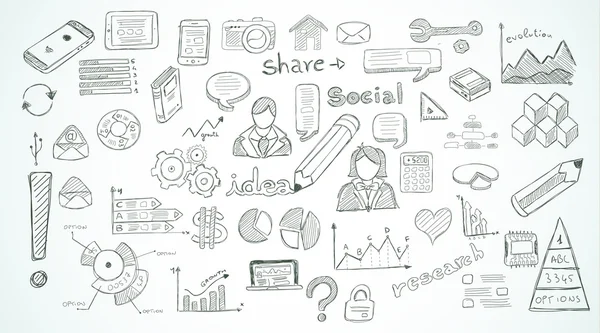 Szociális média doodles — Stock Vector