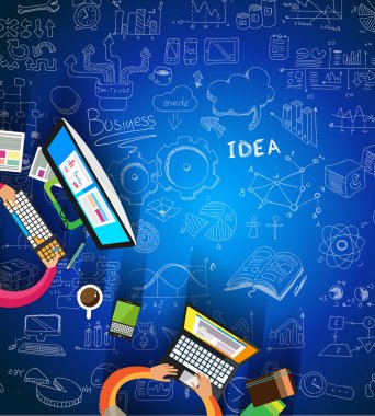 Infographic takım çalışması ve düz stil ile beyin fırtınası