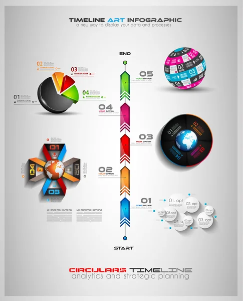 Cronologia con elementi di progettazione infografica — Vettoriale Stock