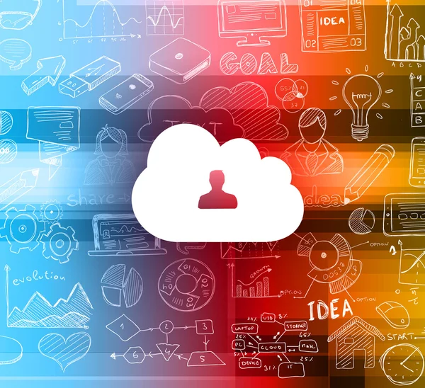 Cloud Computing Konzept mit Infografik-Skizze — Stockvektor