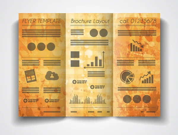 Tri plegable folleto plantilla de diseño — Archivo Imágenes Vectoriales