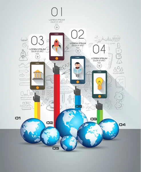 Trabalho em equipe infográfico e brainstorming com esboços — Vetor de Stock