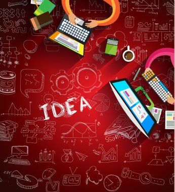 Infographic takım çalışması ve düz stil ile beyin fırtınası