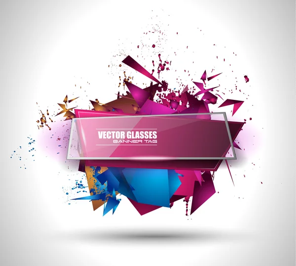 Glas Banner met abstracte vorm — Stockvector