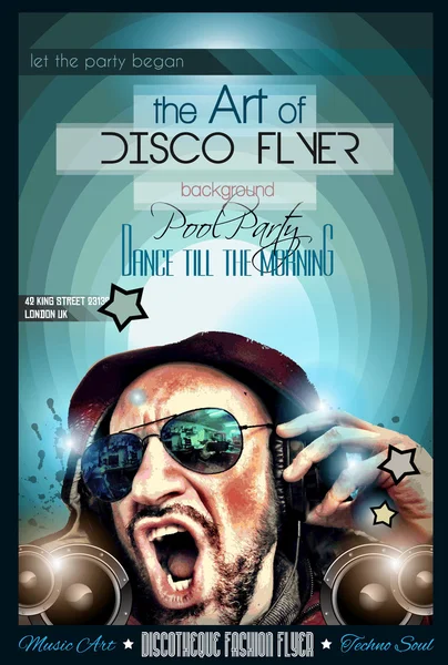 Discoteca Discoteca Discoteca Disposizione Flyer — Vettoriale Stock