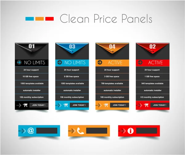 Panel de precios web — Vector de stock