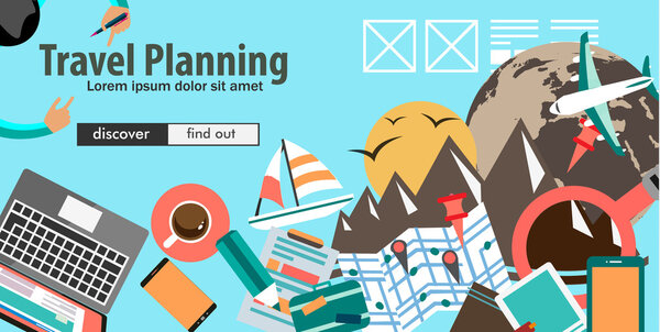 Концепция плоского дизайна для организации путешествий
