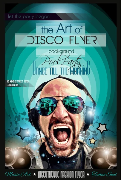 Discoteca Discoteca Discoteca Disposizione Flyer — Vettoriale Stock