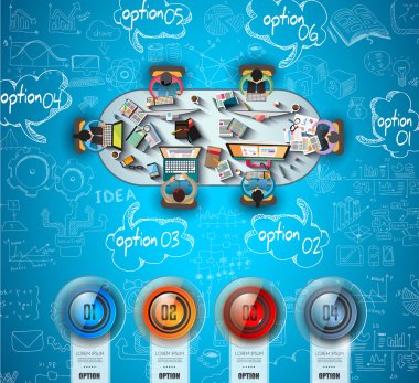 Toplantı tablo Infographic iş adamları ile