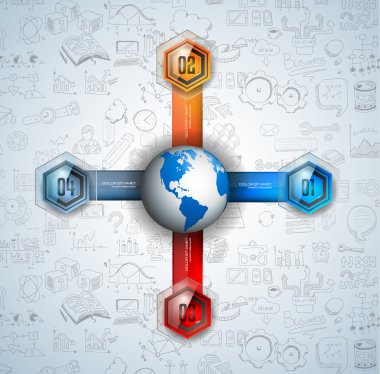 Şablon 4 seçenek cam düğmeleri ile