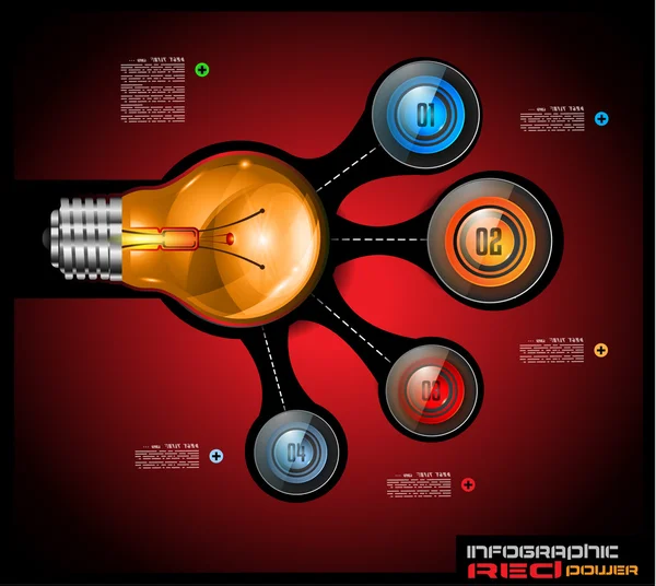 4 choices layout connected to Light Bulb — Stock Vector