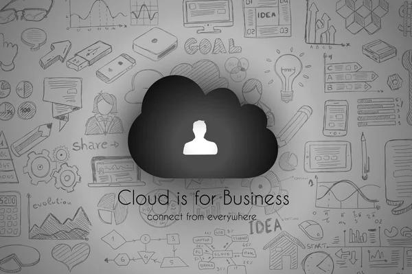 Cloud Computing avec ensemble de croquis infographiques — Image vectorielle