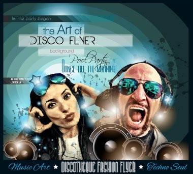 Club Disco Flyer Set with DJs clipart