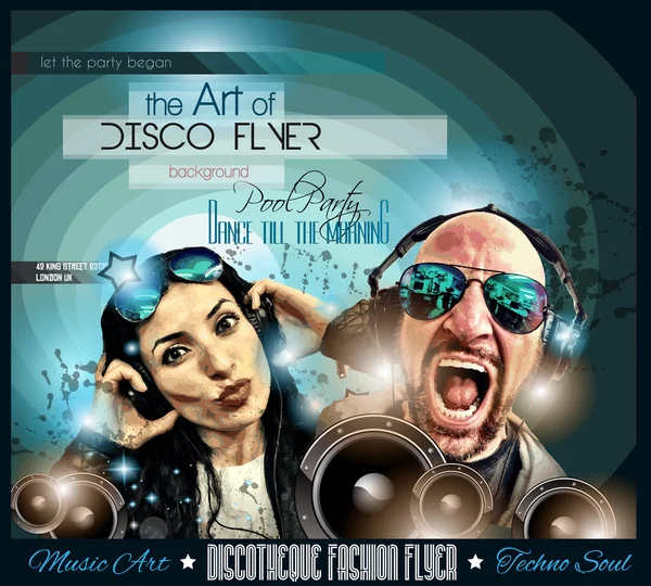 Club Disco Flyer Set with DJs — Stock Vector