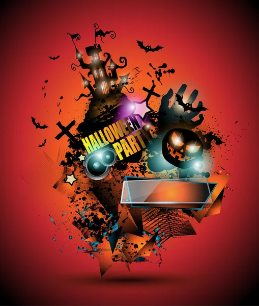 Halloween noche evento volante partido plantilla — Vector de stock