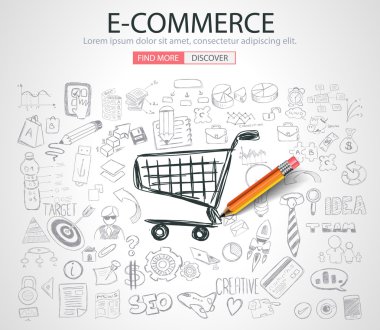 E-commerce Concept with Doodle design style