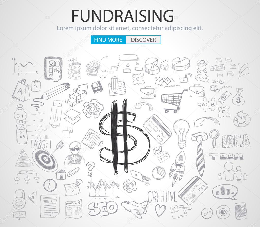 Fundraising concept with Doodle design style