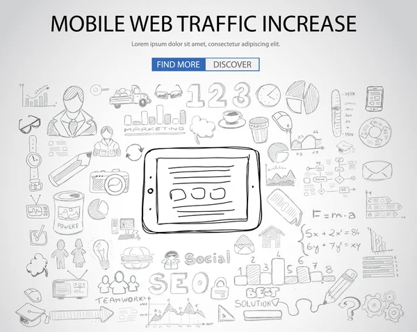 Concetto di traffico web mobile con Doodle — Vettoriale Stock