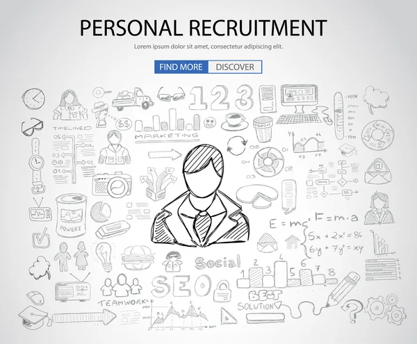 Concept de recrutement personnel avec Doodle — Image vectorielle