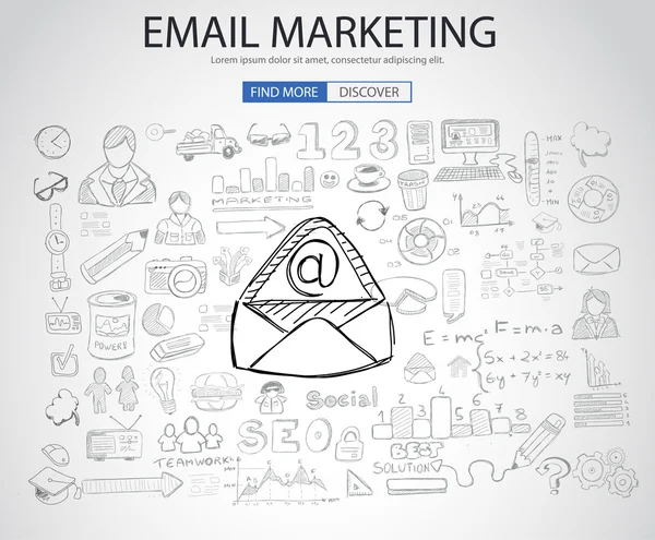 Conceito de Email Marketing com Doodle —  Vetores de Stock