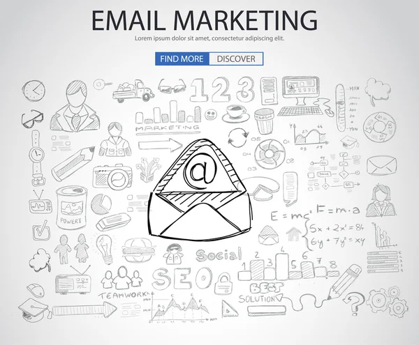 Email Marketing concept with Doodle — Stok Vektör