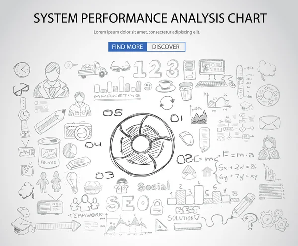 Pojęcie analizy wydajności systemu — Wektor stockowy