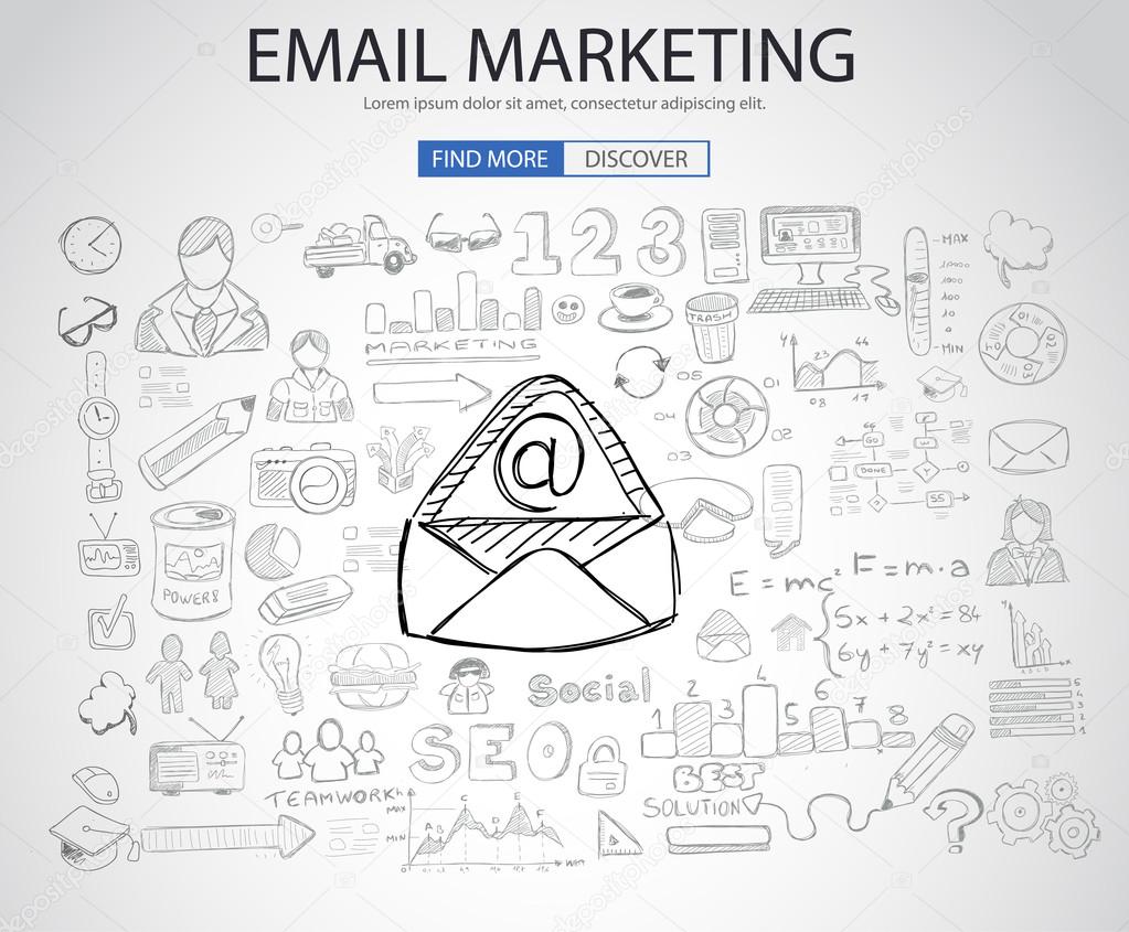 Email Marketing concept with Doodle