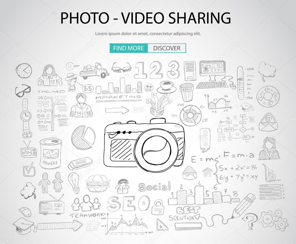 Photo Video Sharing concept with Doodle