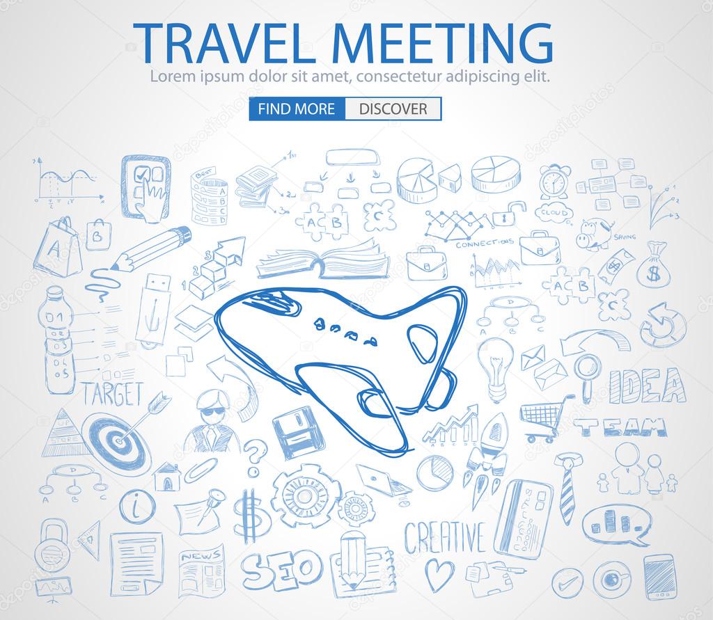 Travel for Business concept with Doodle