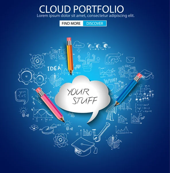 Concept de cloud computing avec des culottes doodle — Image vectorielle
