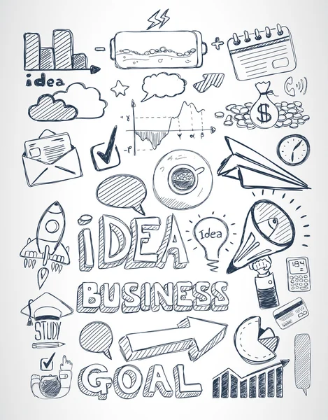 Business doodles Conjunto de esboços —  Vetores de Stock