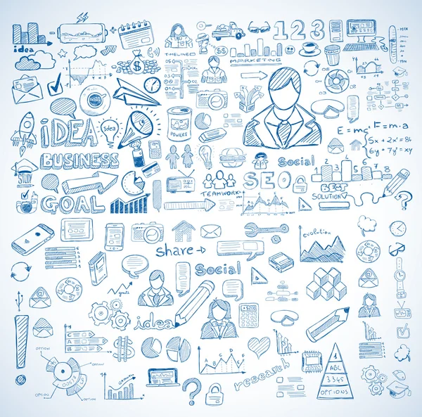 Business doodles Set di schizzi — Vettoriale Stock