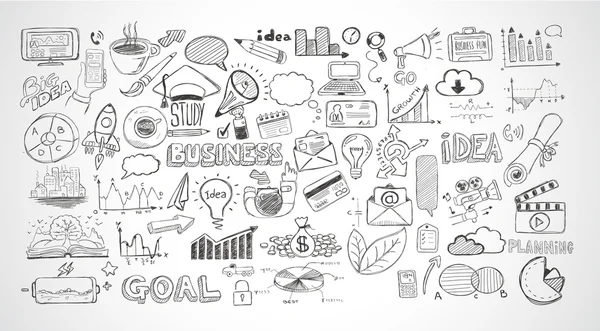 Business doodles Conjunto de esboços — Vetor de Stock