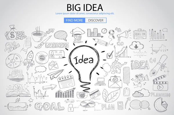 Big Idea concept with Doodle design style — Wektor stockowy