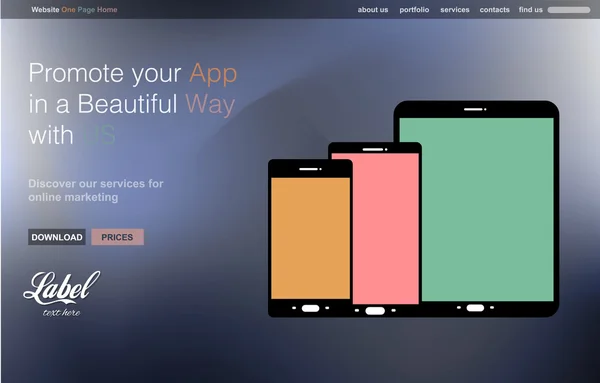 Modello di sito web per una vetrina App — Vettoriale Stock