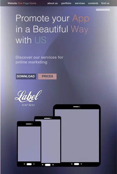 Шаблон сайта для демонстрации приложения — стоковый вектор