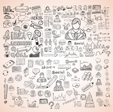 İş kroki kümesi doodles
