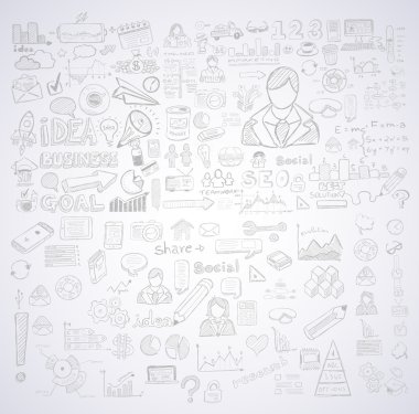 İş kroki kümesi doodles
