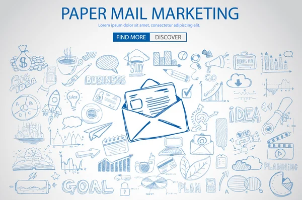 Paper email Marketing with Doodle design style — Stockvector