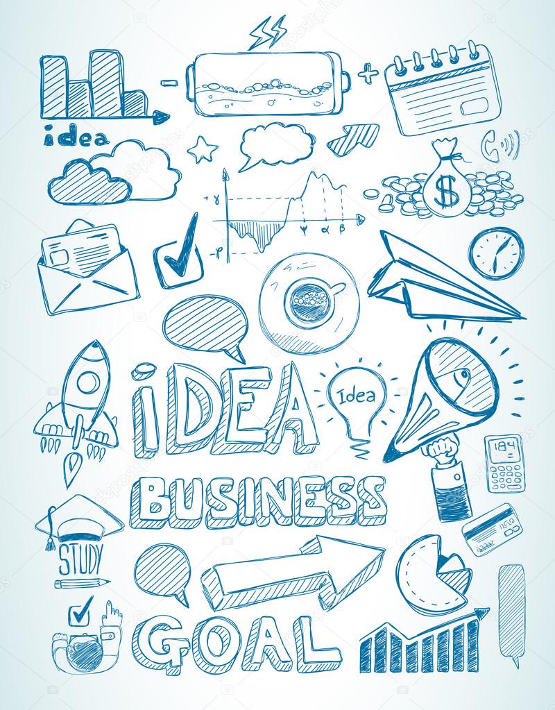 Business doodles Sketch set