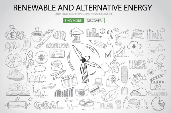 Koncepcja odnawialne i alternatywne źródła energii — Wektor stockowy