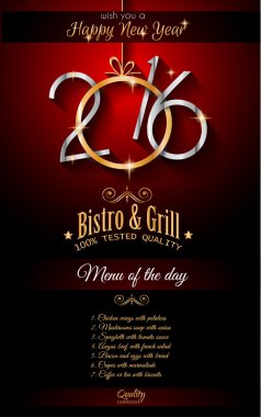 2016 yeni yıl Restoran Menü şablonu