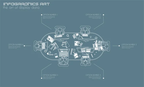 Infografische Teamarbeit und Brainstorming — Stockvektor