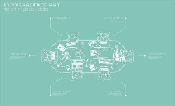 Trabajo en equipo de infografía y lluvia de ideas — Archivo Imágenes Vectoriales